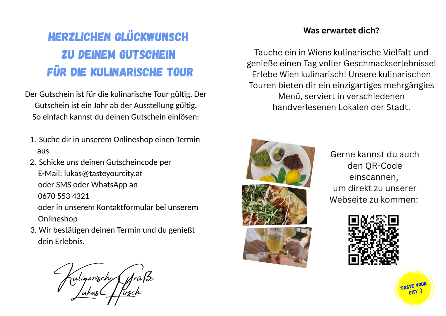 Gutschein für die kulinarische Tour