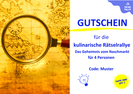 Gutschein für die kulinarische Rätselrallye "Das Geheimnis vom Naschmarkt"