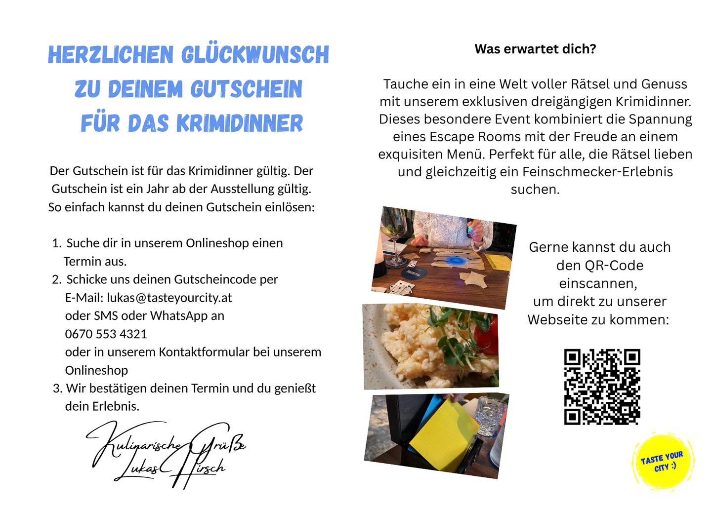 Gutschein für das Krimidinner